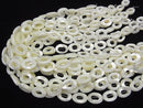[Video]Mother of Pearl MOP White Donut Shape Oval 18x13x4mm 1strand beads (aprx.15inch/37cm)