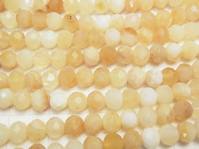 [Video]African Yellow Opal Semi Round Cut - Faceted Button Roundel 10 x 10 x 8 mm half or 1 strand beads (aprx. 15 inch / 38 cm)