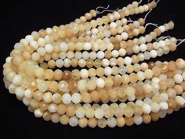 [Video]African Yellow Opal Semi Round Cut - Faceted Button Roundel 10 x 10 x 8 mm half or 1 strand beads (aprx. 15 inch / 38 cm)