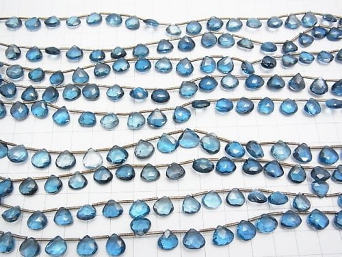 High Quality London Blue Topaz AAA Chestnut Faceted Briolette half or 1strand beads (aprx. 7inch / 18cm)