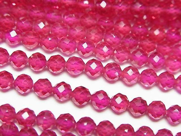 [Video] High Quality! Synthetic Ruby AAA Faceted Round 4mm Half or 1-Strand Beads (approx. 15 inches/36 cm)