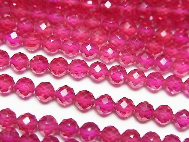 [Video] High Quality! Synthetic Ruby AAA Faceted Round 4mm Half or 1-Strand Beads (approx. 15 inches/36 cm)