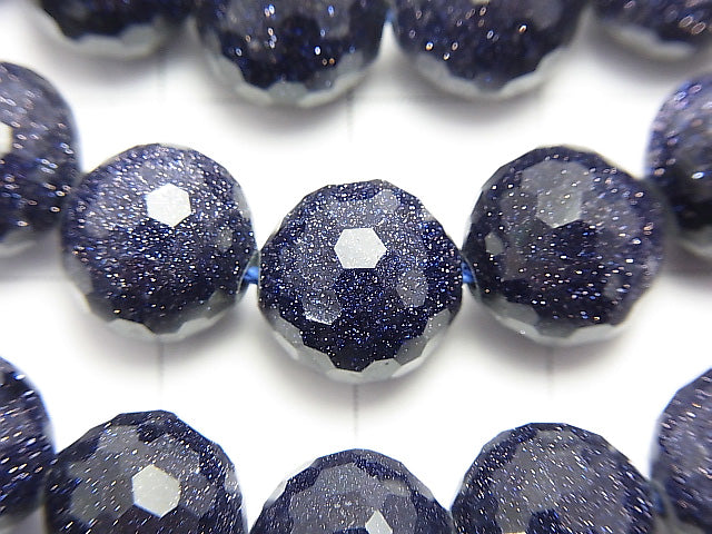 High Quality!  1strand $9.79! Blue Golden Sand Stone  128Faceted Round 10mm 1strand beads (aprx.15inch/37cm)