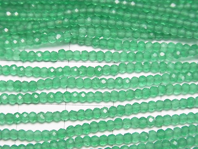 [Video]High Quality! Green Onyx AAA Faceted Button Rondelle 2x2x1.5mm 1strand beads (aprx.15inch/38cm)