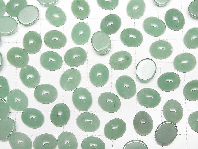 Green Aventurine Oval Cabochon 10x8mm 2pcs