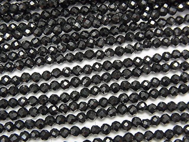 [Video] High Quality Black Spinel AAA Faceted Round 2mm 1strand beads (aprx.15inch / 37cm)