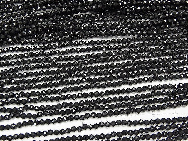 [Video] High Quality Black Spinel AAA Faceted Round 2mm 1strand beads (aprx.15inch / 37cm)