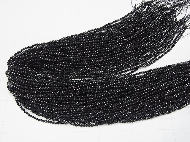 [Video] High Quality Black Spinel AAA Faceted Round 2mm 1strand beads (aprx.15inch / 37cm)