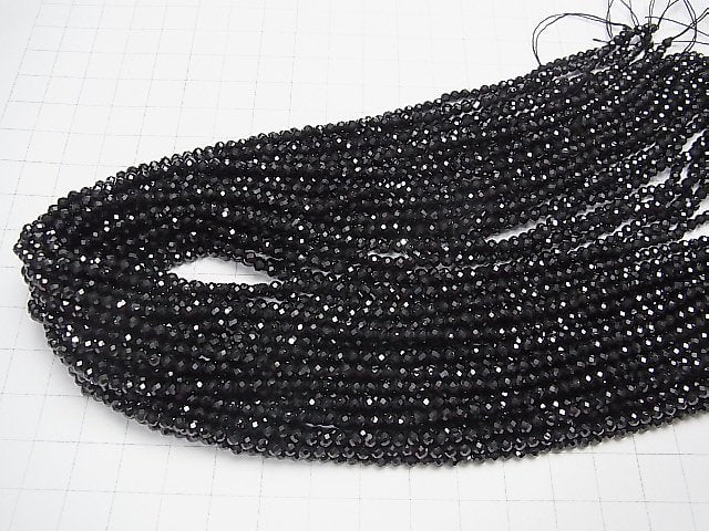 [Video]High Quality! 3pcs $7.79! High Quality Black Spinel AAA Faceted Round 3mm 1strand beads (aprx.14inch/35cm)