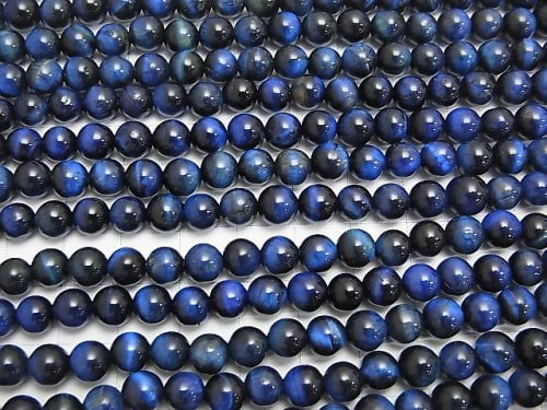 [Video] Blue Color Tiger's Eye AA ++ Round 6mm 1strand beads (aprx.15inch / 37cm)