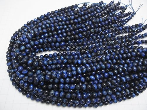 [Video] Blue Color Tiger's Eye AA ++ Round 6mm 1strand beads (aprx.15inch / 37cm)