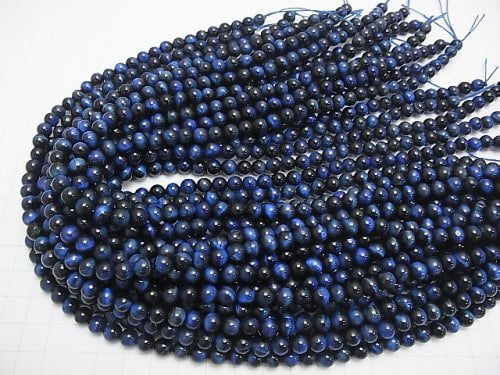 1strand $5.79! Blue Color Tiger's Eye AA ++ Round 6mm 1strand beads (aprx.15inch / 37cm)