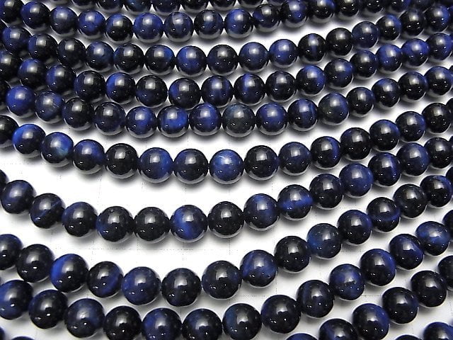 [Video] Blue color Tiger's Eye AA++ Round 8mm 1strand beads (aprx.15inch/37cm)