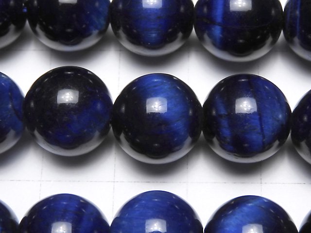 [Video] Blue Color Tiger's Eye AA ++ Round 12mm half or 1strand beads (aprx.15inch / 36cm)