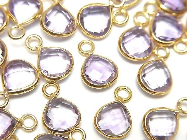 [Video]High Quality Amethyst AAA Bezel Setting Chestnut Shape 8x8mm 18KGP 3pcs