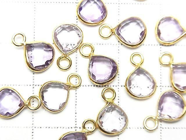 [Video]High Quality Amethyst AAA Bezel Setting Chestnut Shape 8x8mm 18KGP 3pcs