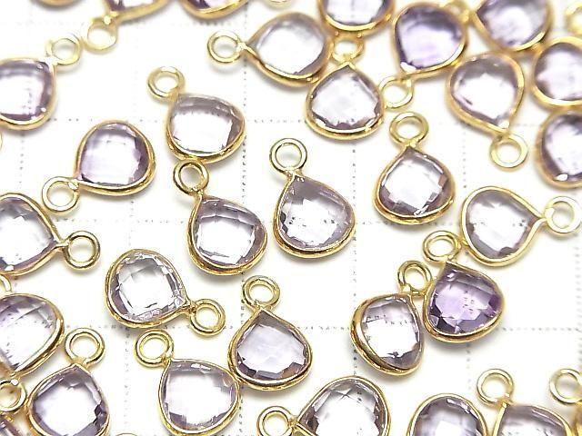 [Video]High Quality Amethyst AAA Bezel Setting Chestnut Shape 8x8mm 18KGP 3pcs