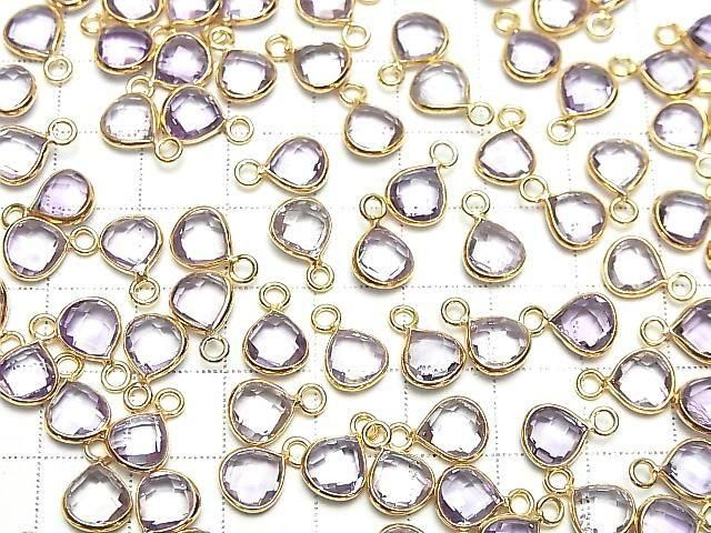 [Video]High Quality Amethyst AAA Bezel Setting Chestnut Shape 8x8mm 18KGP 3pcs