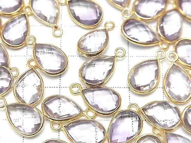 [Video] High Quality Pink Amethyst AAA Bezel Setting Faceted Pear Shape 13x9mm 18KGP 2pcs