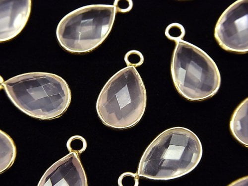 Bezel Setting, Pear Shape, Rose Quartz Gemstone Beads