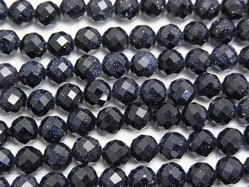 High Quality!  1strand $6.79! Blue Golden Sand Stone  64Faceted Round 6mm 1strand beads (aprx.15inch/37cm)