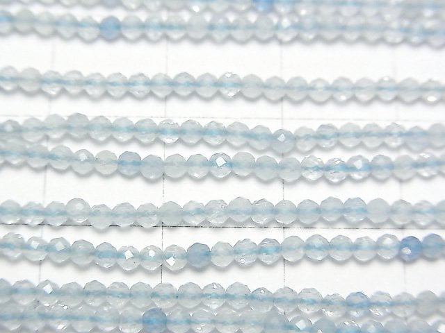 [Video] High Quality! Natural Blue Calcite AA ++ Faceted Round 2mm 1strand beads (aprx.15inch / 38cm)