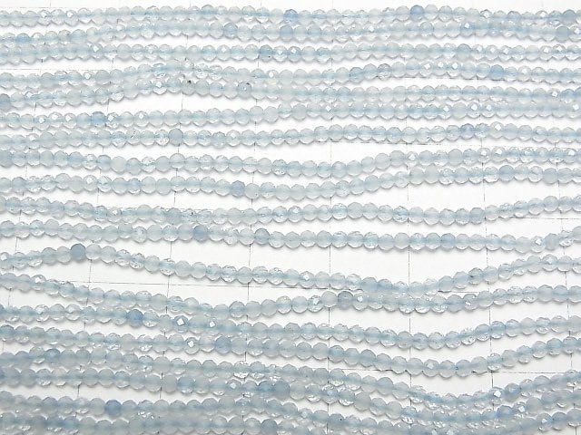 [Video] High Quality! Natural Blue Calcite AA ++ Faceted Round 2mm 1strand beads (aprx.15inch / 38cm)