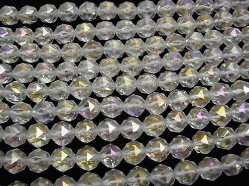 [Video] High Quality! Aqua Crystal AAA Star Faceted Round 10 mm half or 1 strand beads (aprx.15 inch / 37 cm)