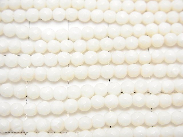 [Video] White Coral (white coral) Faceted Round 3mm 1strand beads (aprx.15inch / 38cm)