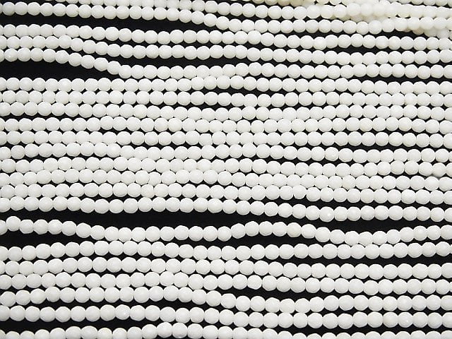 [Video] White Coral (white coral) Faceted Round 3mm 1strand beads (aprx.15inch / 38cm)