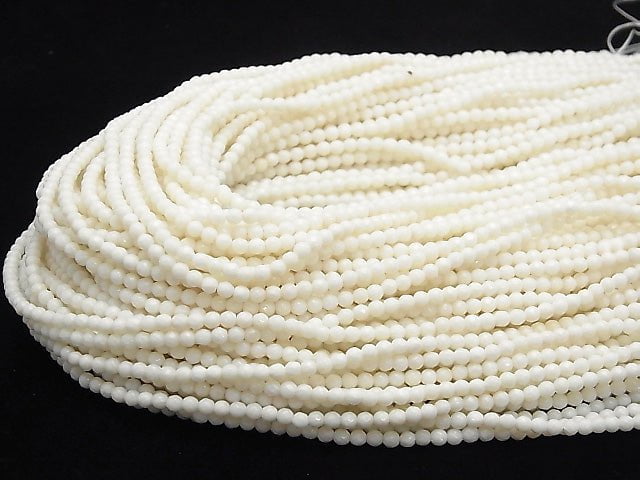 [Video] White Coral (white coral) Faceted Round 3mm 1strand beads (aprx.15inch / 38cm)