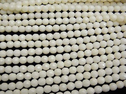 1strand $8.79! White Coral (white coral) Faceted Round 5mm 1strand beads (aprx.15inch / 38cm)