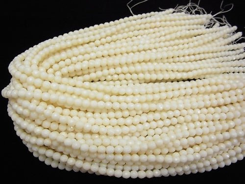 1strand $8.79! White Coral (white coral) Faceted Round 5mm 1strand beads (aprx.15inch / 38cm)