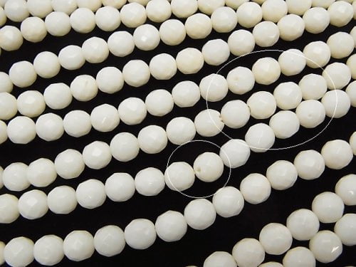 1strand $9.79! White Coral Faceted Round 6mm 1strand beads (aprx.15inch / 38cm)