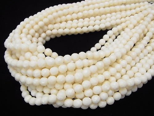 1strand $9.79! White Coral Faceted Round 6mm 1strand beads (aprx.15inch / 38cm)