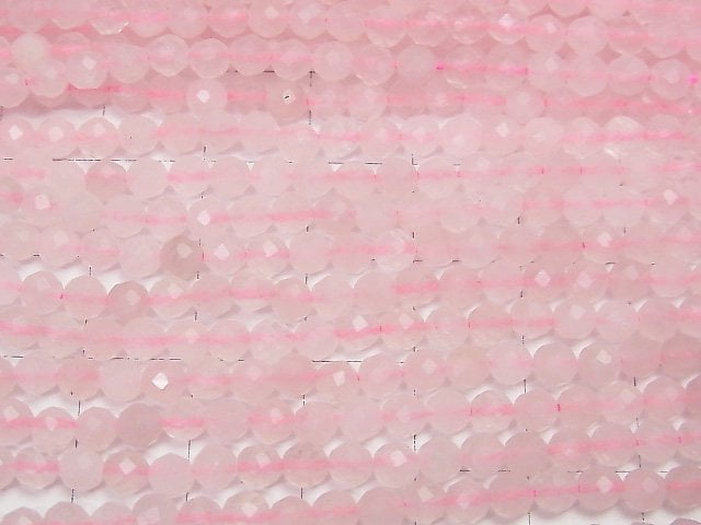 [Video] High Quality! Rose Quartz AA Faceted Round 4mm 1strand beads (aprx.15inch / 37cm)