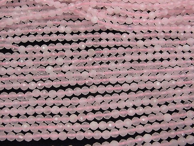 [Video] High Quality! Rose Quartz AA Faceted Round 4mm 1strand beads (aprx.15inch / 37cm)
