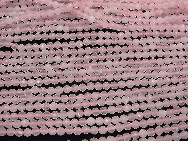 [Video] High Quality! Rose Quartz AA Faceted Round 4mm 1strand beads (aprx.15inch / 37cm)