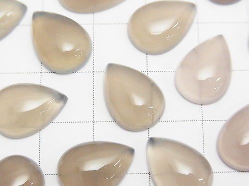 [Video] Gray Onyx AAA Pear shape Cabochon 14x10mm 3pcs
