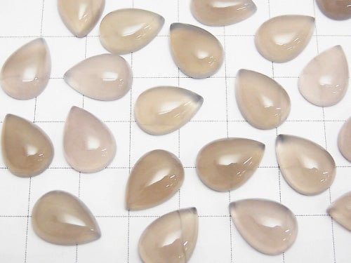 [Video] Gray Onyx AAA Pear shape Cabochon 14x10mm 3pcs