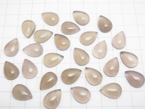 [Video] Gray Onyx AAA Pear shape Cabochon 14x10mm 3pcs