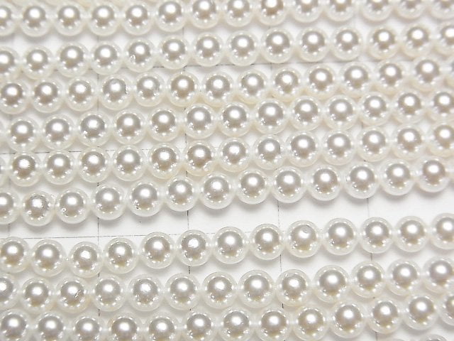 [Video] Shell Pearl White Round 4mm 1strand beads (aprx.15inch / 38cm)