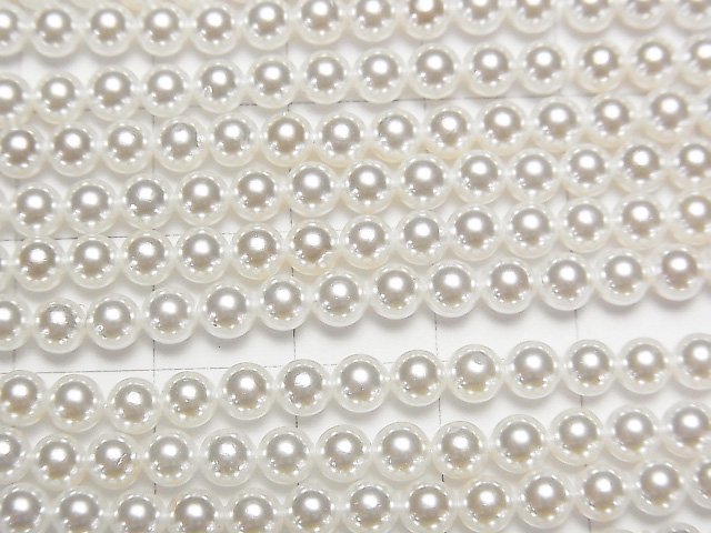 [Video] Shell Pearl White Round 4mm 1strand beads (aprx.15inch / 38cm)