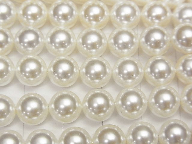 [Video] Shell Pearl White Round 8mm 1strand beads (aprx.15inch / 38cm)