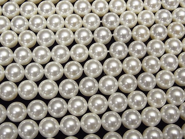 [Video] Shell Pearl White Round 8mm 1strand beads (aprx.15inch / 38cm)