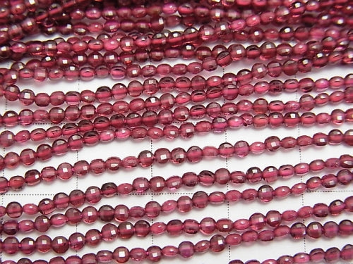 [Video] High Quality! Mozambique Garnet AAA Faceted Coin 2x2x1.5 mm 1strand beads (aprx.15inch / 38cm)
