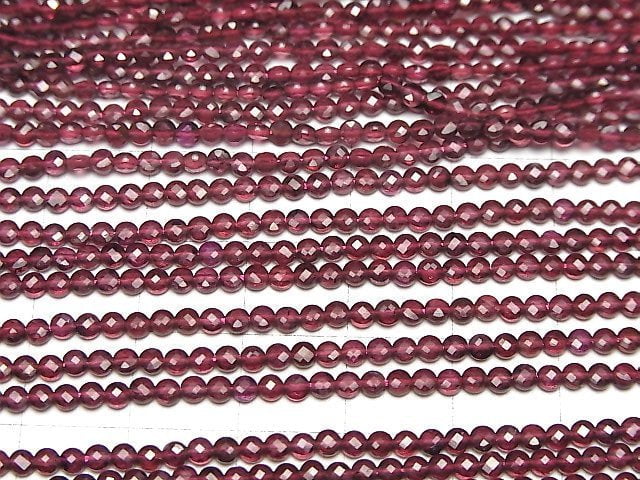 [Video]High Quality! Mozambique Garnet AAA Faceted Coin 2.5x2.5x1.5mm 1strand beads (aprx.15inch/36cm)