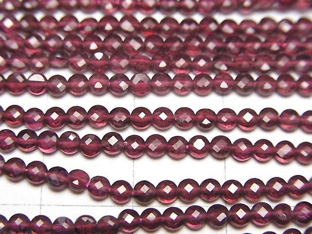 [Video]High Quality! Mozambique Garnet AAA Faceted Coin 2.5x2.5x1.5mm 1strand beads (aprx.15inch/36cm)