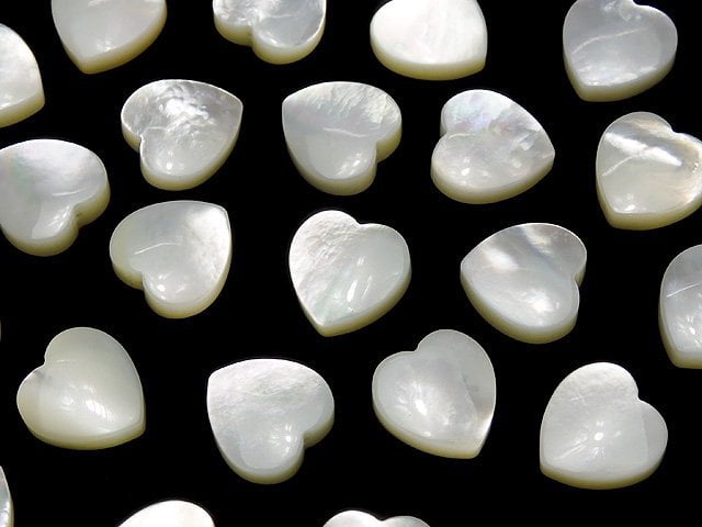 1pc $3.79! High Quality White Shell (Silver-lip Oyster) Heart Half Drilled Hole 10 x 10 x 4 mm 1 pc