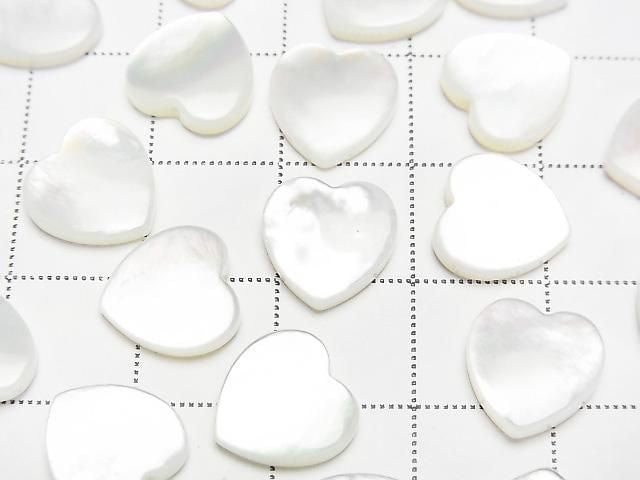 High-Quality White Shell (Silver-Lip Oyster) with Heart-Shaped Half Drilled Hole, 10x10x4mm, 2 Pieces